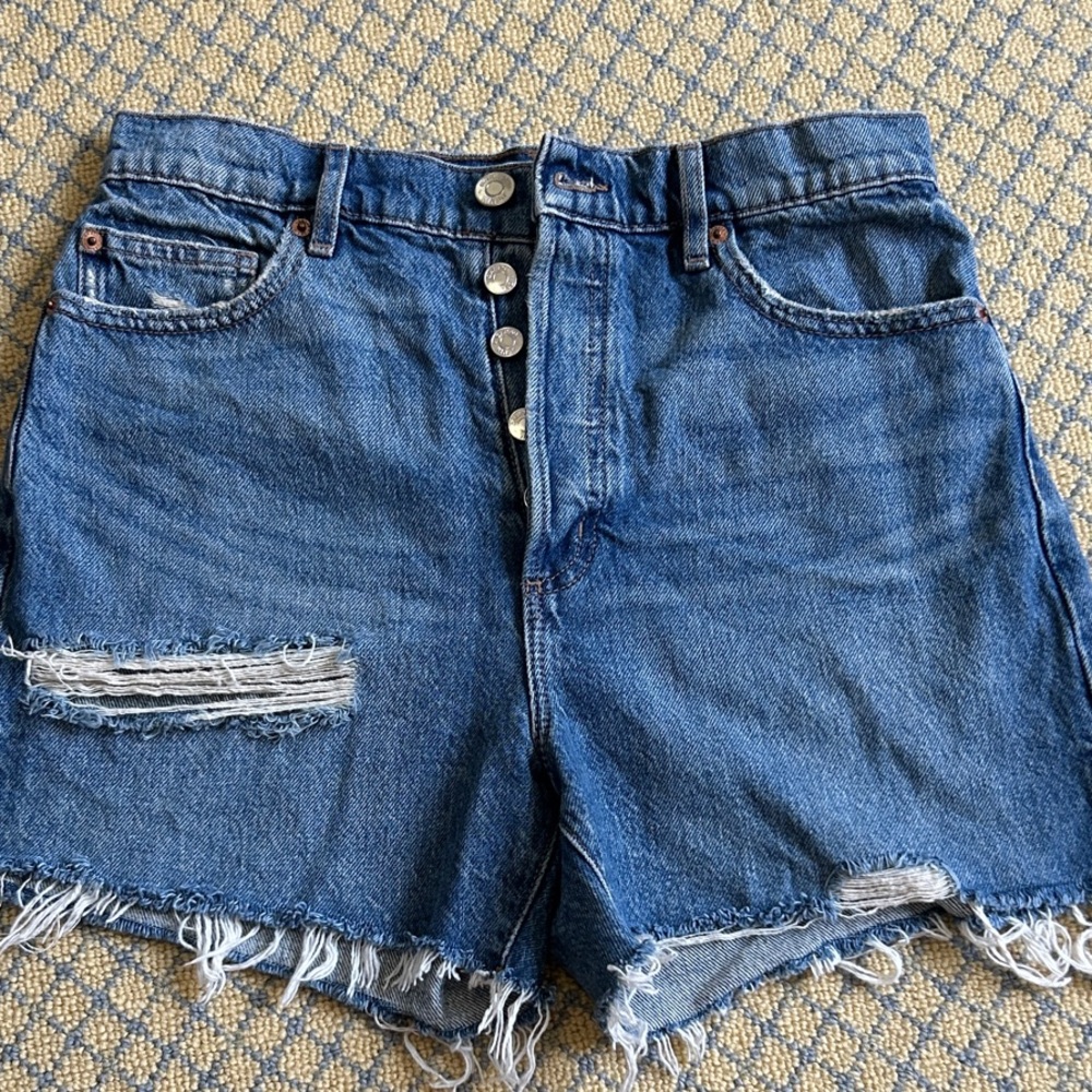 Casual Blue Women's Frayed Jean Shorts